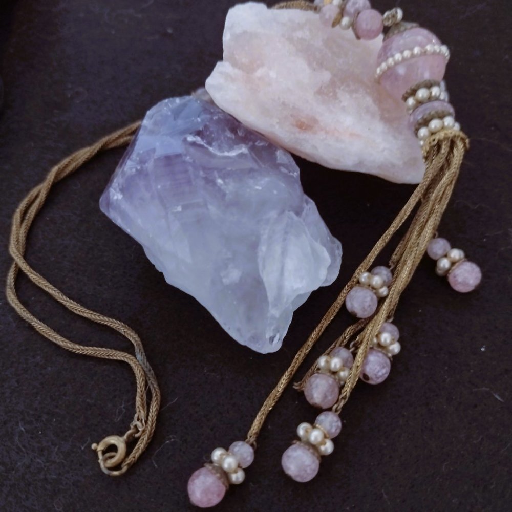 Drop Pink Bead and Highlight Necklace